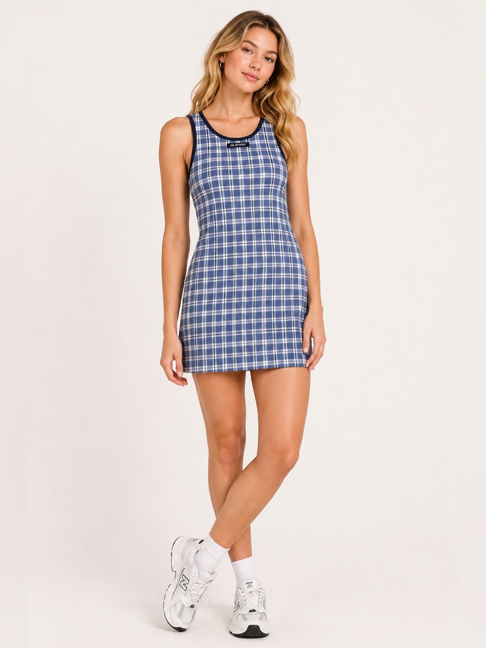 Dairy Boy DB Sport Court Blue Plaid Tennis Dress Racerback Sleeveless XS NWT